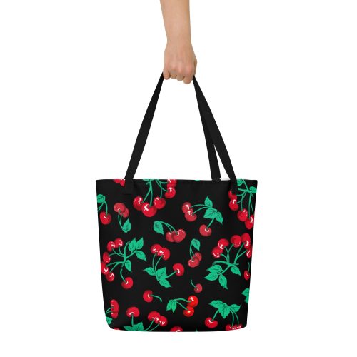 all over print large tote bag w pocket black back 643e1b68f0b74