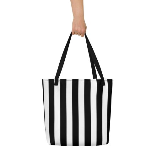 all over print large tote bag w pocket black back 6448b62260eca