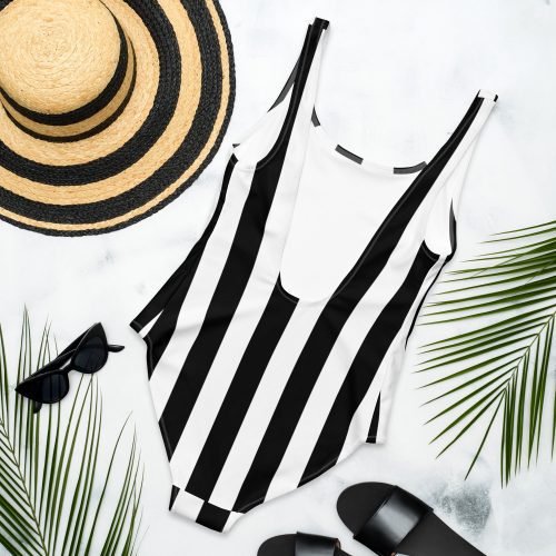 all over print one piece swimsuit white back 63f45b2509e96