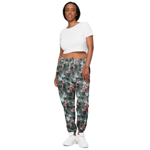 all over print unisex track pants black front 6429d8bbaae39