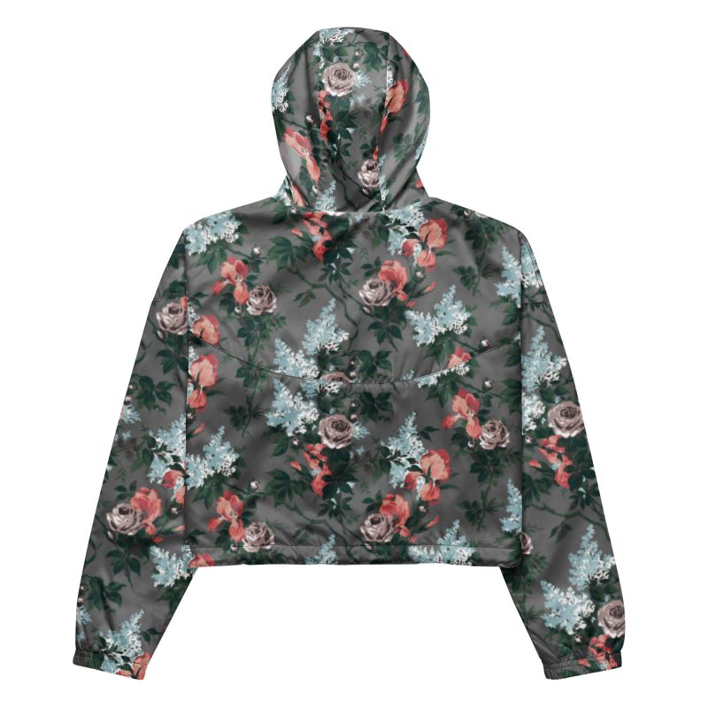 all over print womens cropped windbreaker black back 6429ce4f6de15