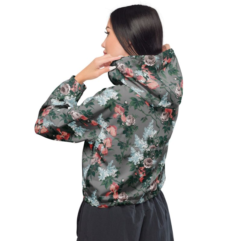 all over print womens cropped windbreaker black back 6429ce4f6dfc4